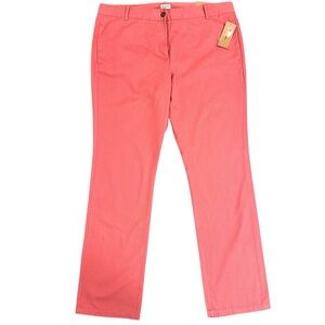 CREMIEUX Women’s Salmon 100% Cotton Mid-Rise Straight-Leg Pants Size 14 …